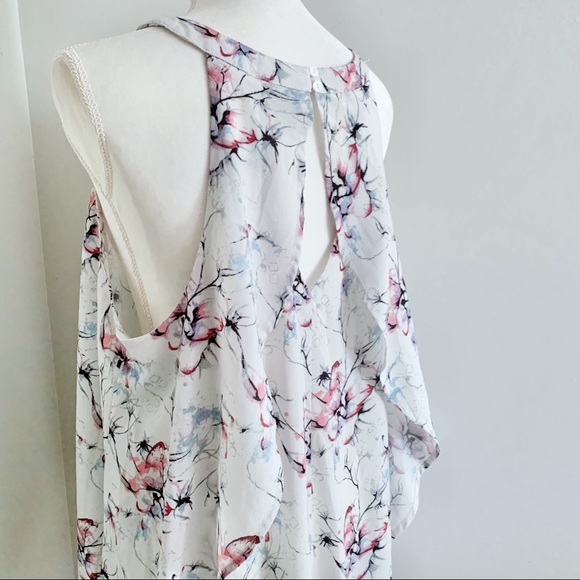 TORRID CHIFFON WATERCOLOR FLORAL MOCK NECK TOP - Picture 8 of 9